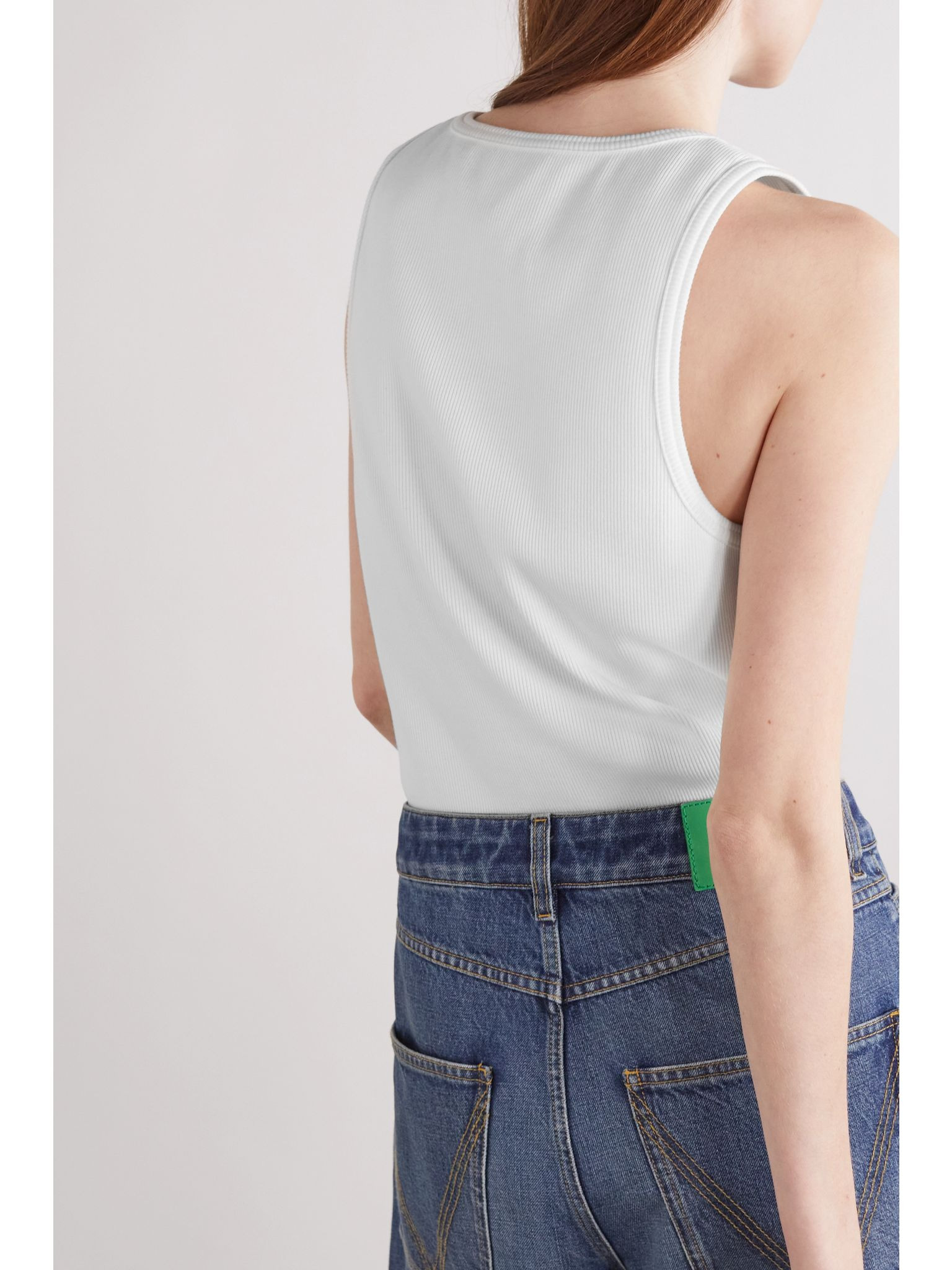 Ribbed stretch-cotton jersey tank White - 4