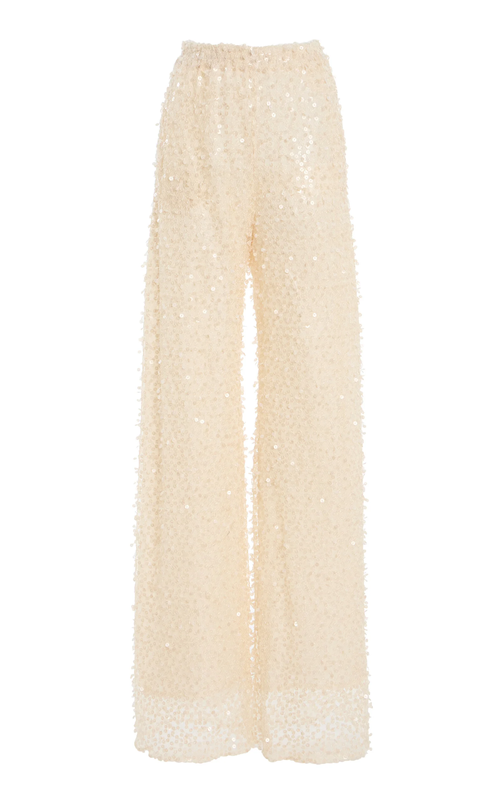 Sequined Wool-Cashmere Wide-Leg Pants ivory - 1