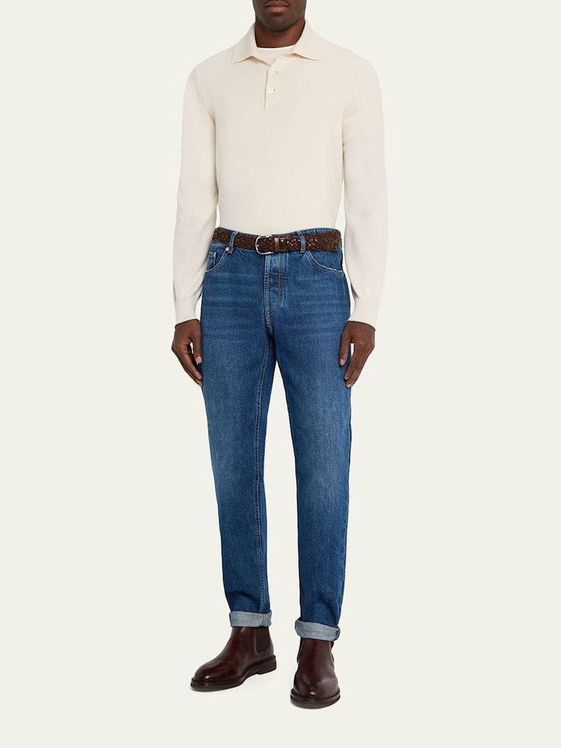 Brunello Cucinelli Men's Slim Light-Wash Denim Jeans outlook