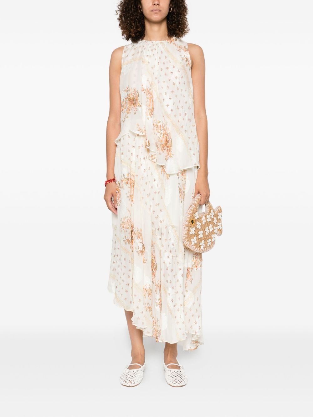 floral-print layered dress - 2