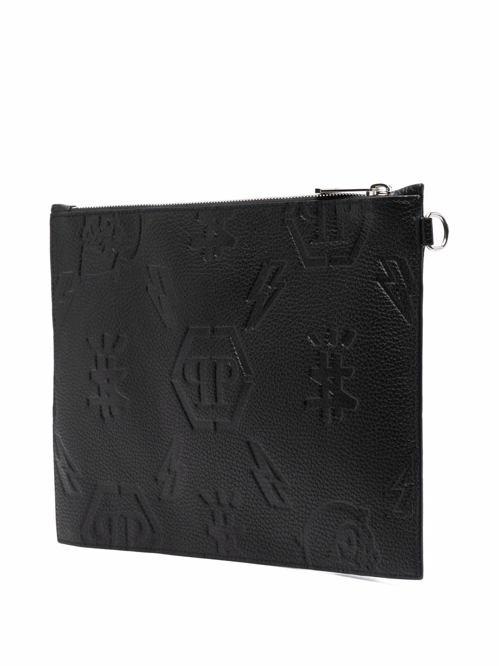 monogram-print leather clutch bag - 3