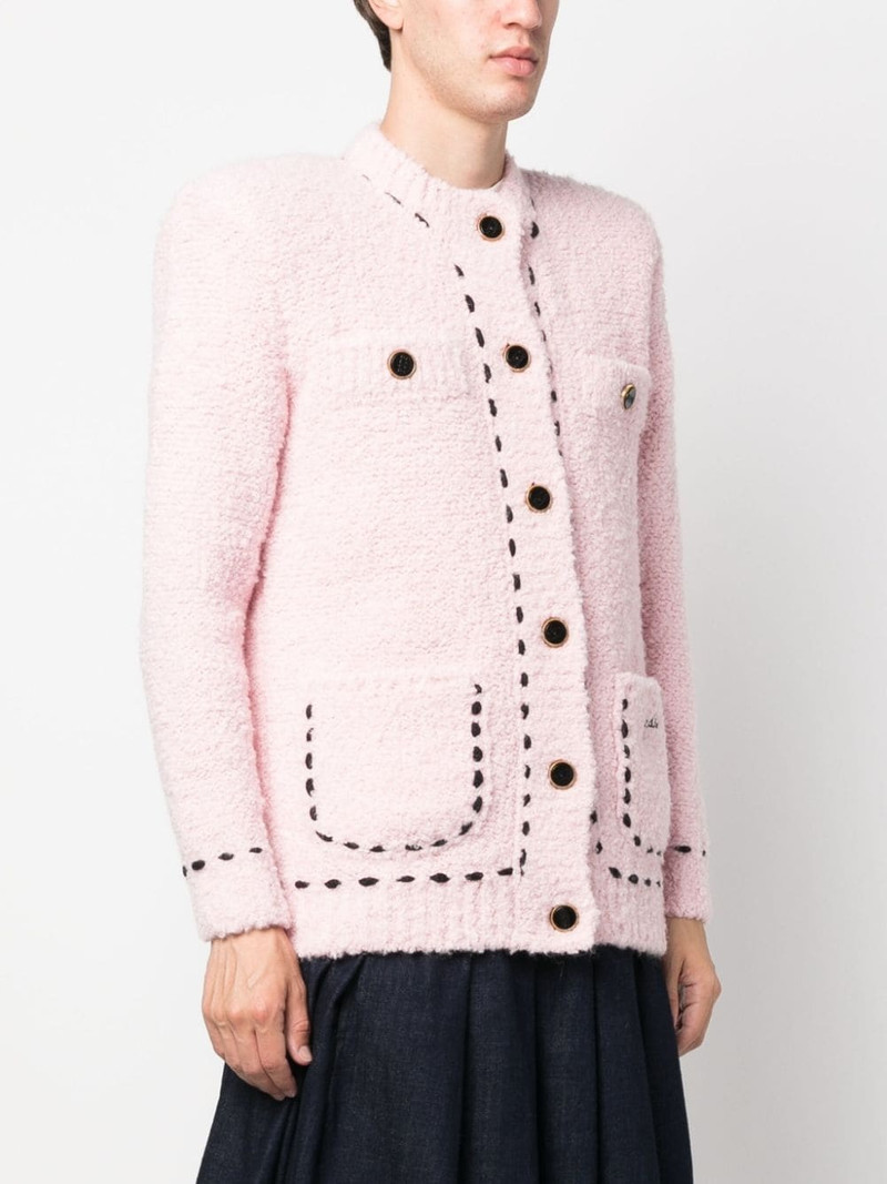 GCDS contrast-stitching bouclé jacket outlook