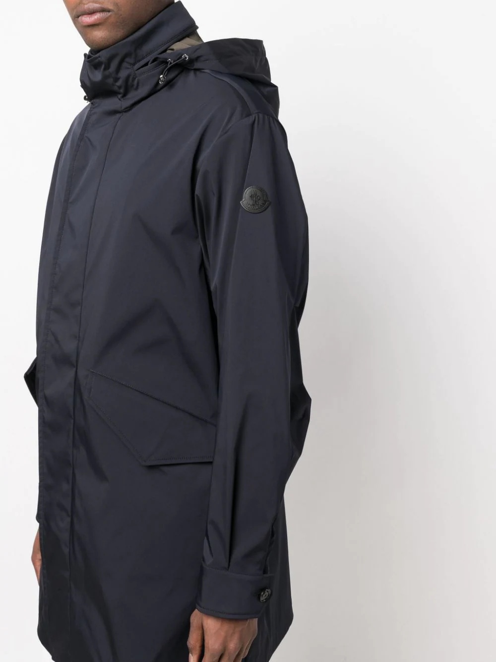 hooded logo-patch parka coat - 5