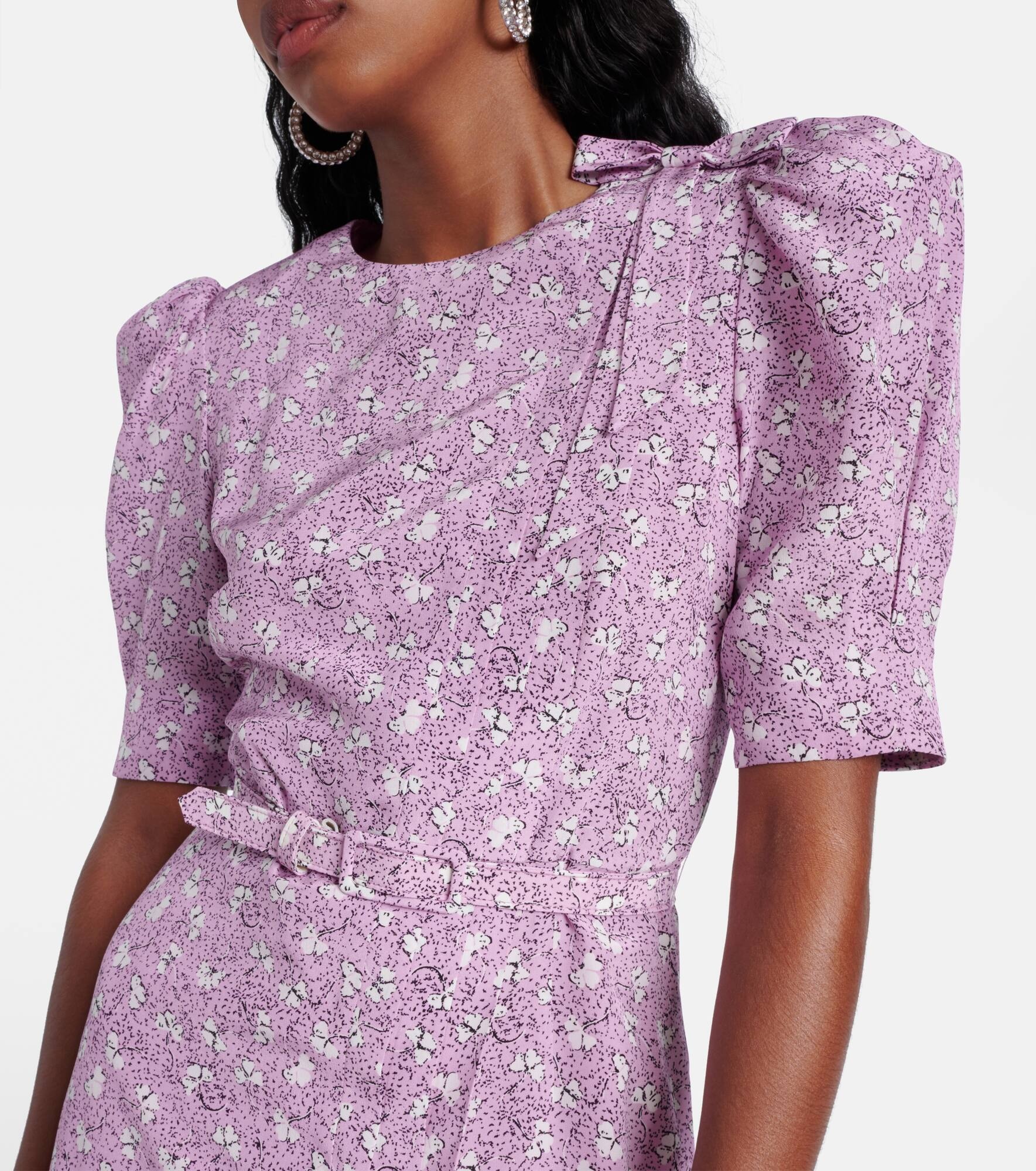 Printed silk midi dress - 4