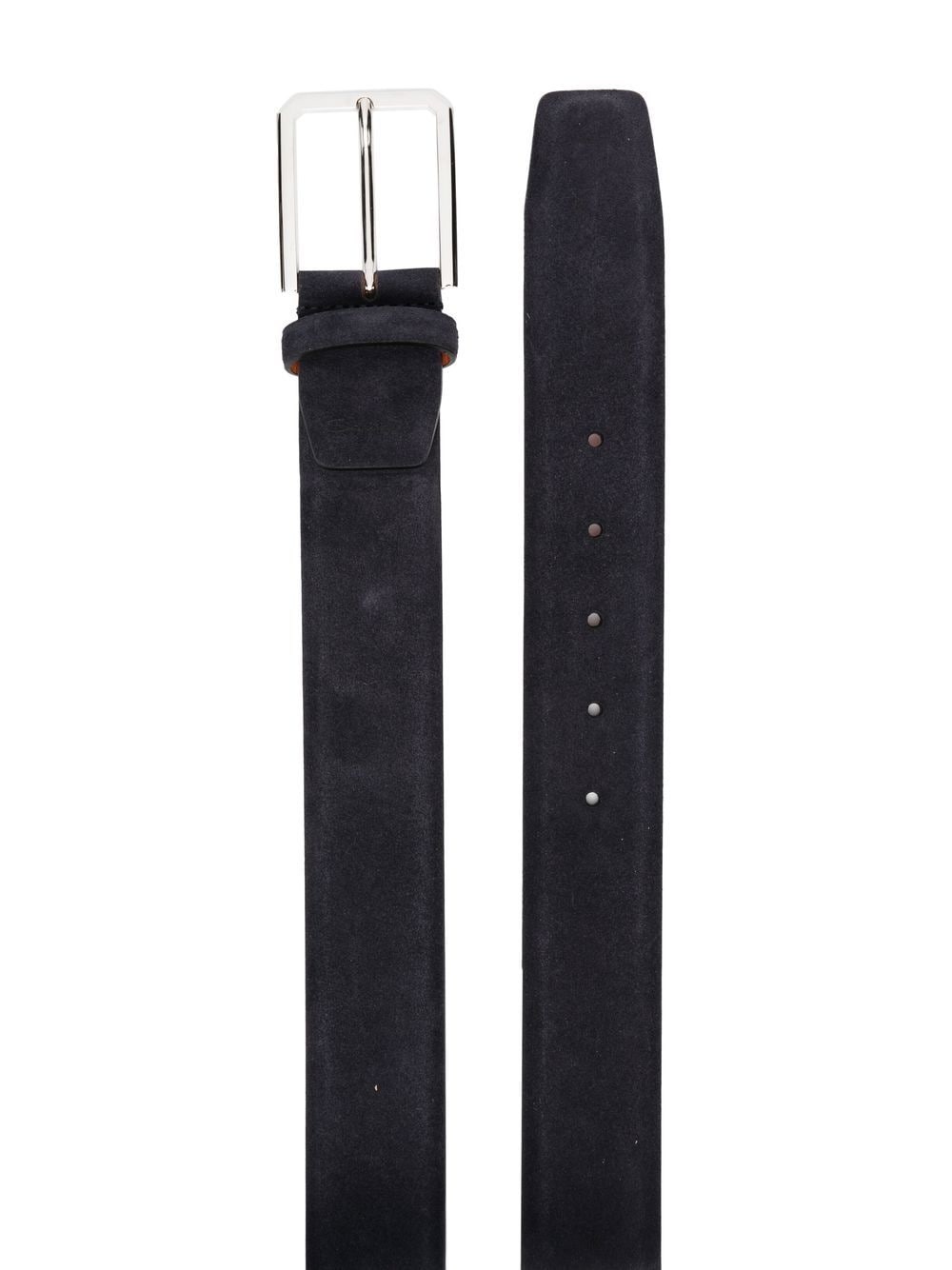 square-buckle suede belt - 2