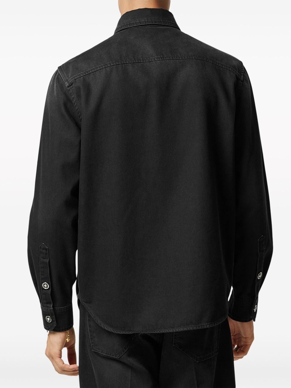 embroidered-design denim shirt - 3