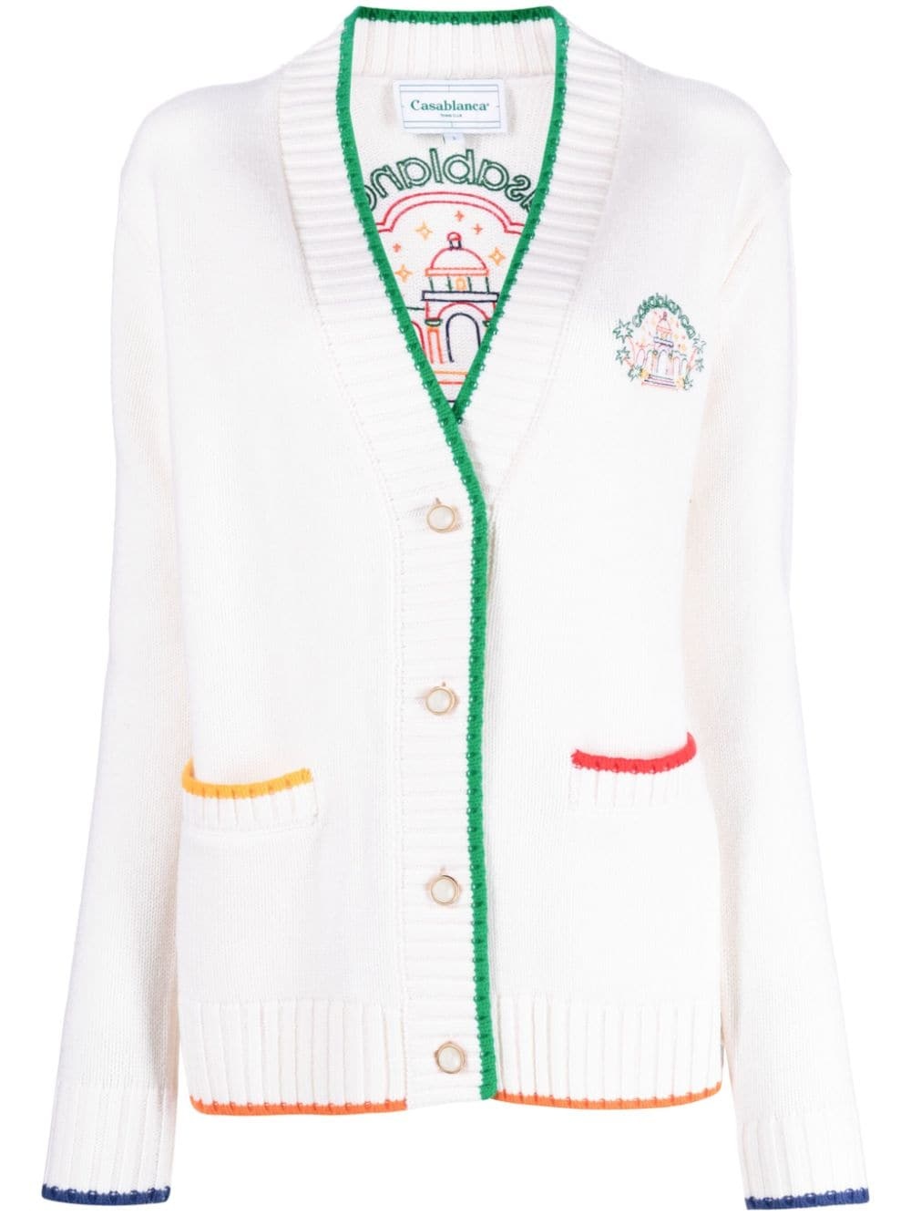 embroidered merino-blend cardigan - 1