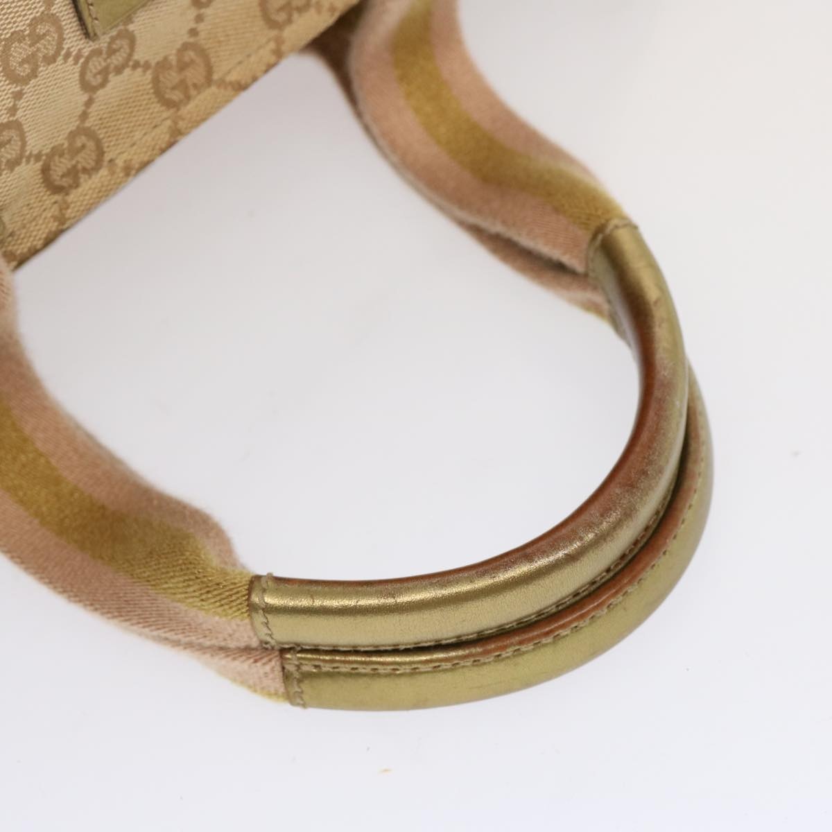 GUCCI GG Canvas Sherry Line Hand Bag Beige Gold Pink - 8