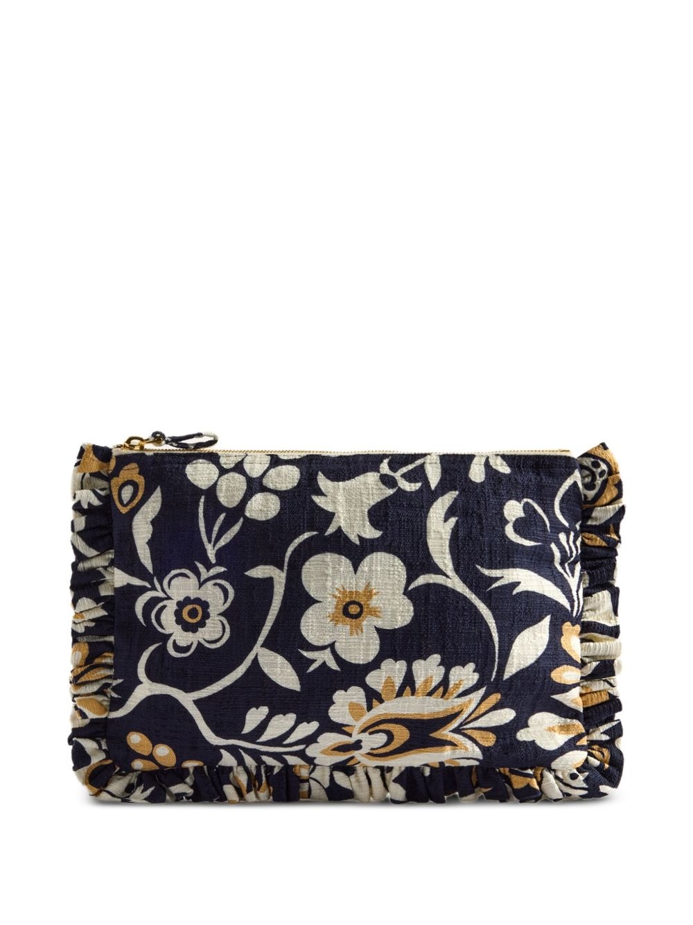 floral-print ruffled clutch bag - 4