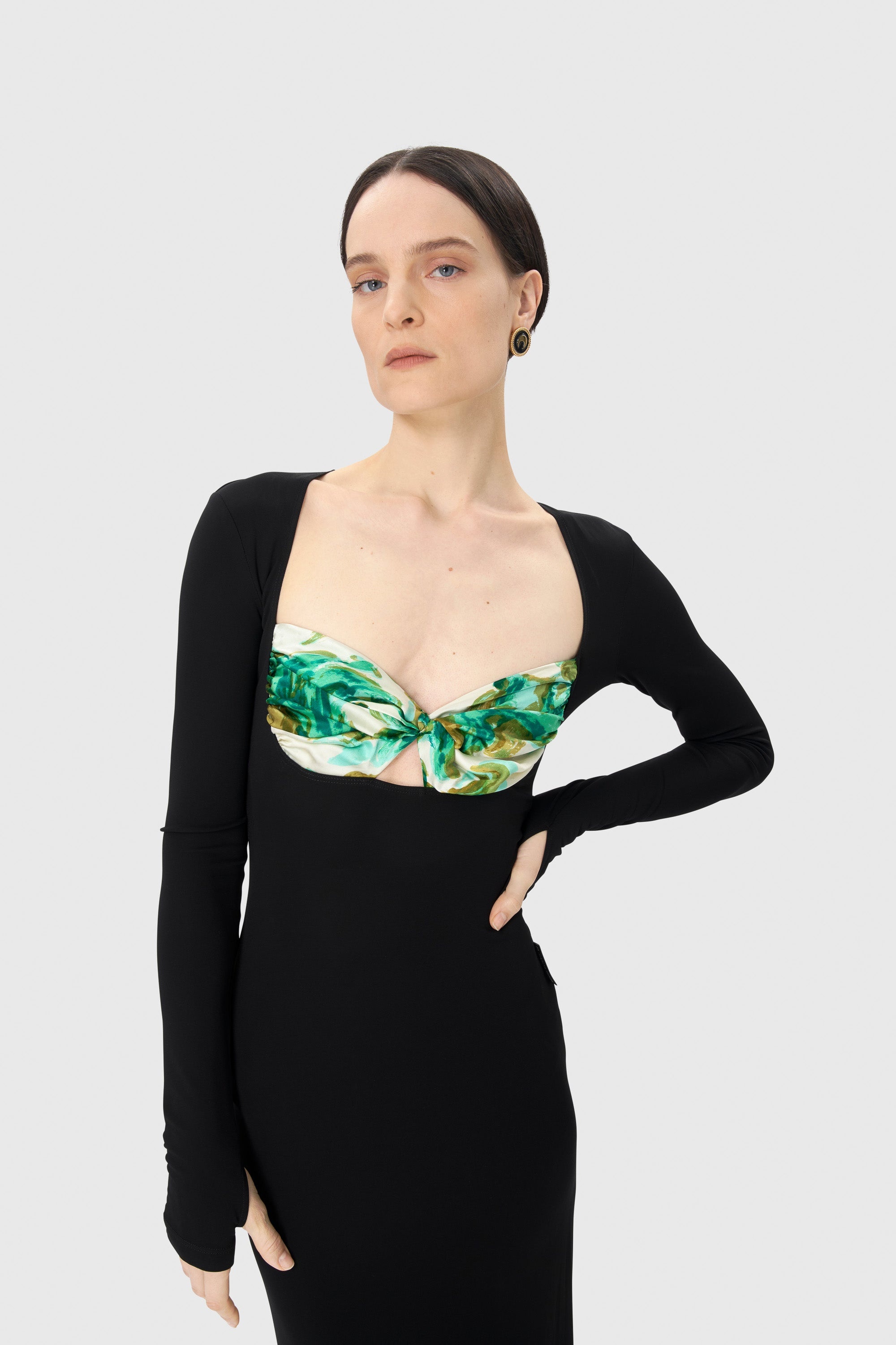 Regenerated Silk Scarves Long Fitted Dress - 3