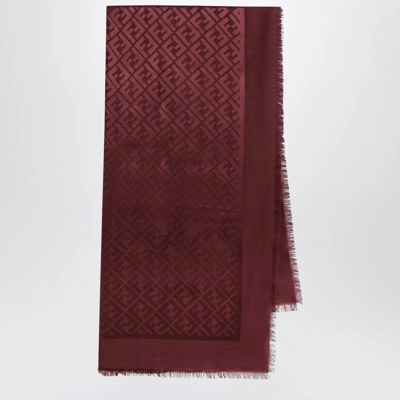Fendi Dark Red Silk And Wool Shawl Women - 1