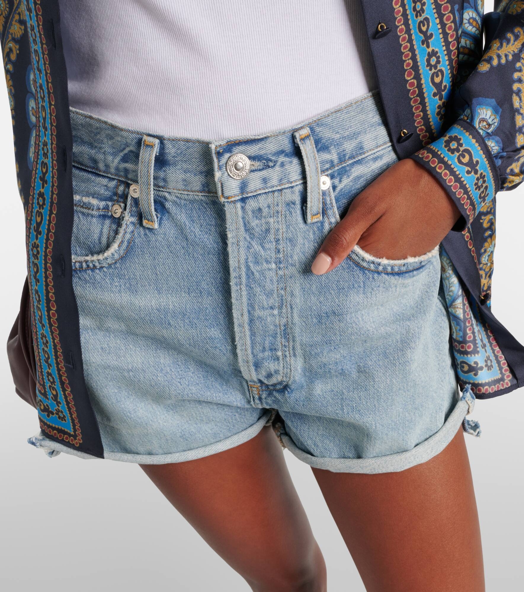 Marlow mid-rise denim shorts - 4