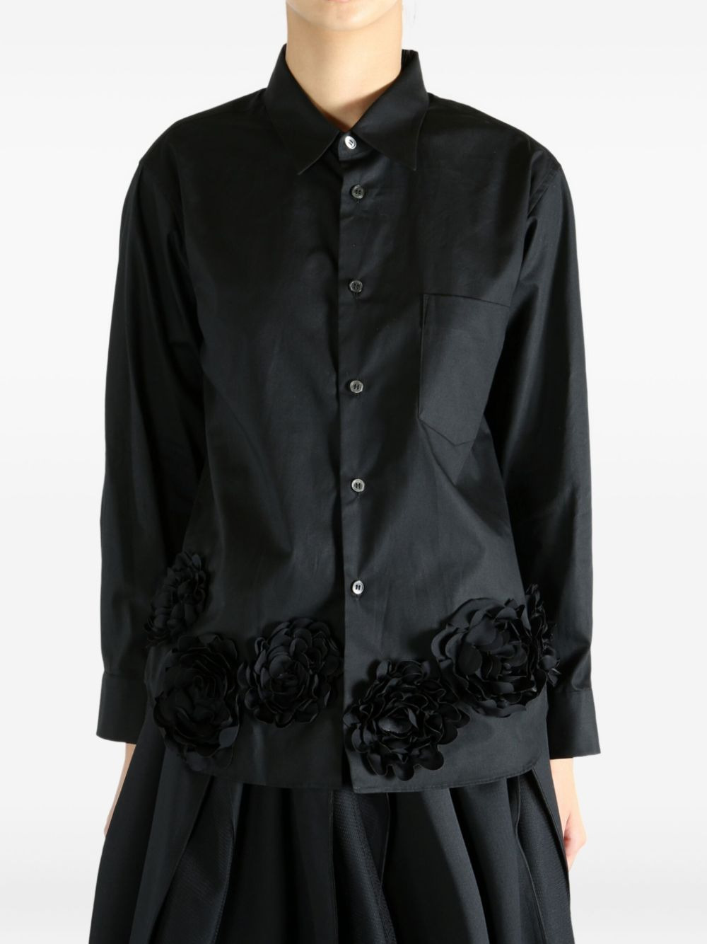 rose-embellished cotton shirt - 5