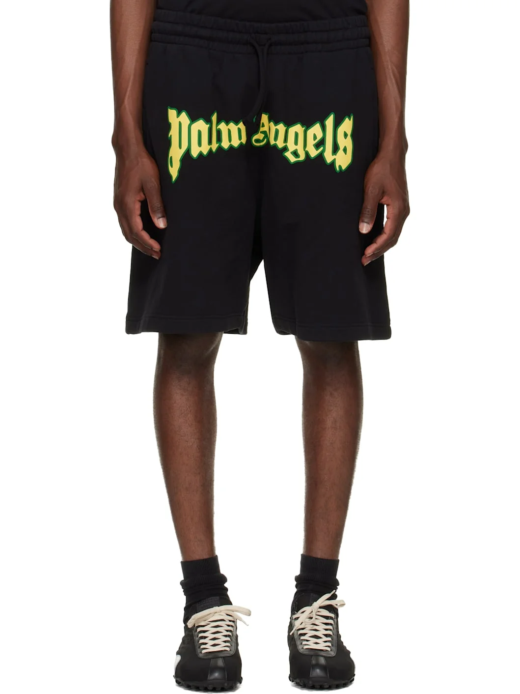 Black Outline Logo Sweat Shorts - 1