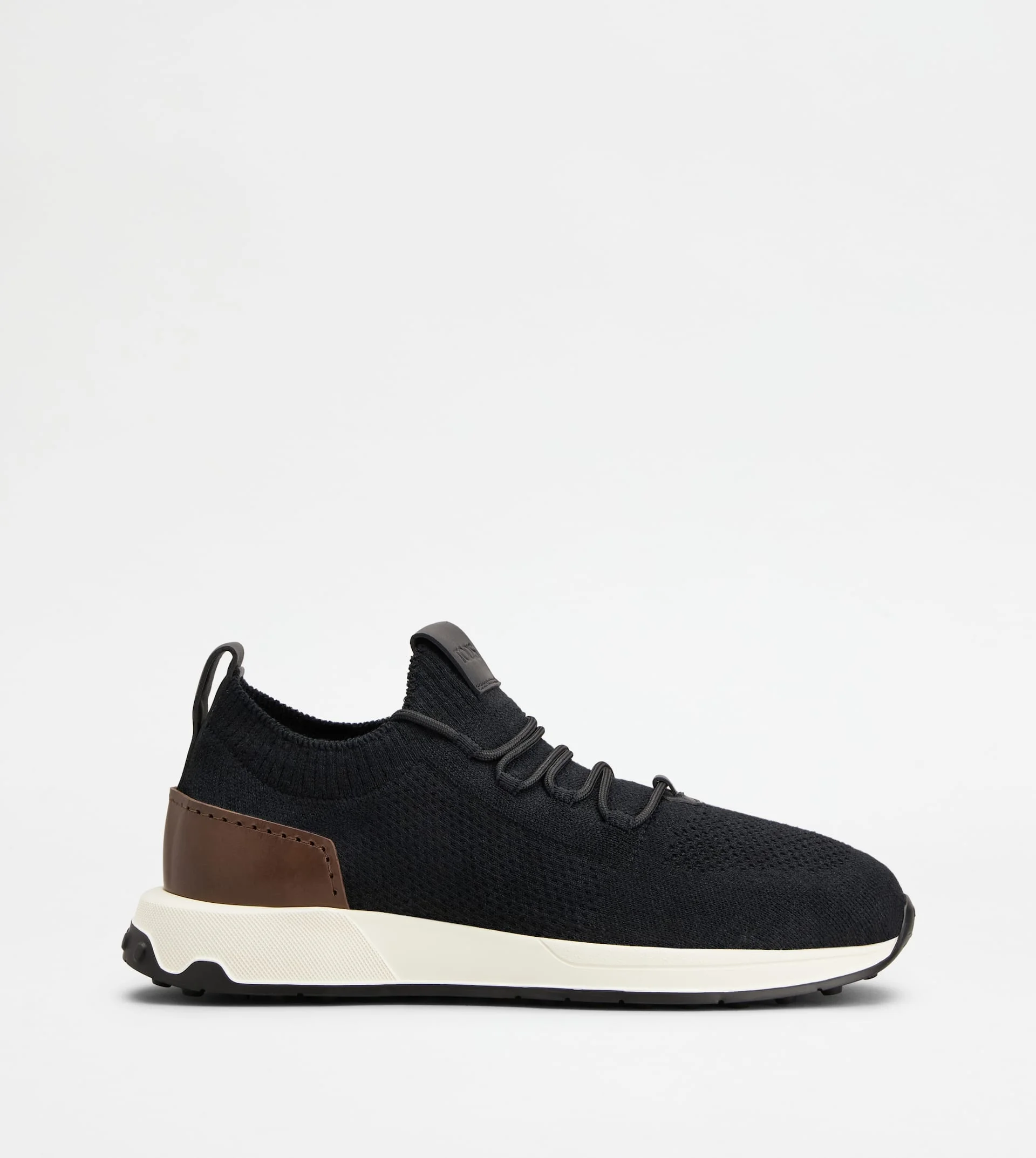 SOCK SNEAKERS IN TECHNICAL FABRIC AND LEATHER - BLACK, BROWN - 1