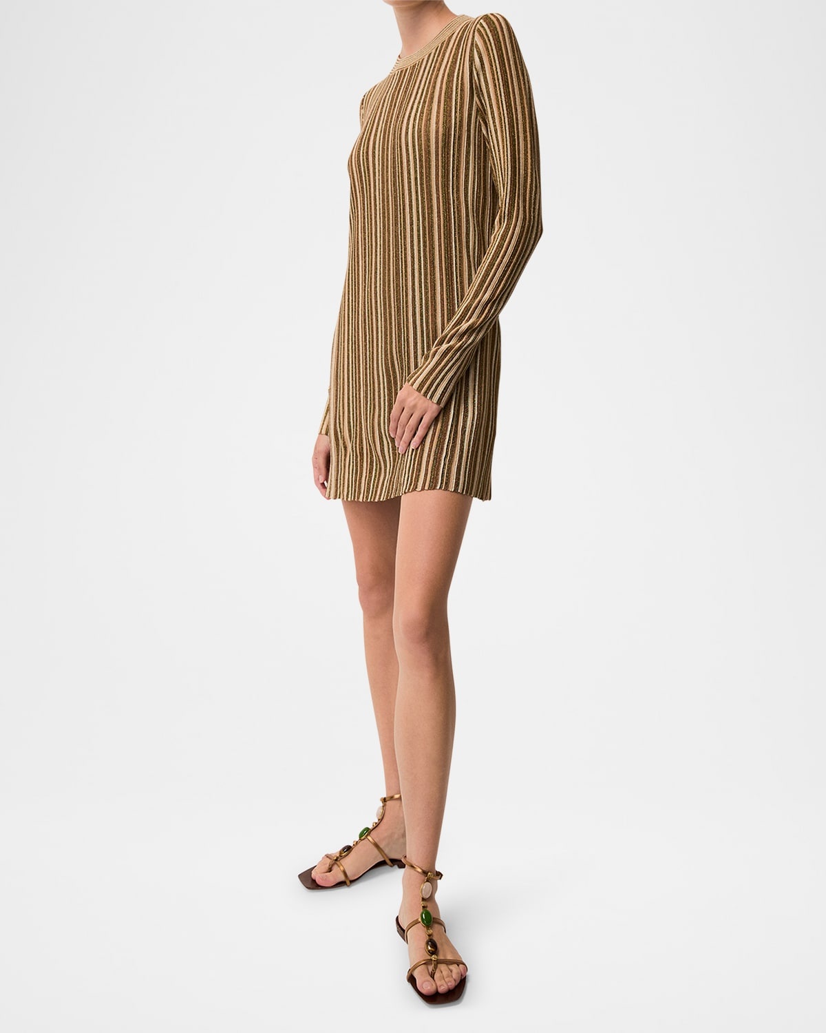 Jane Stripe Long-Sleeve Mini Dress - 2
