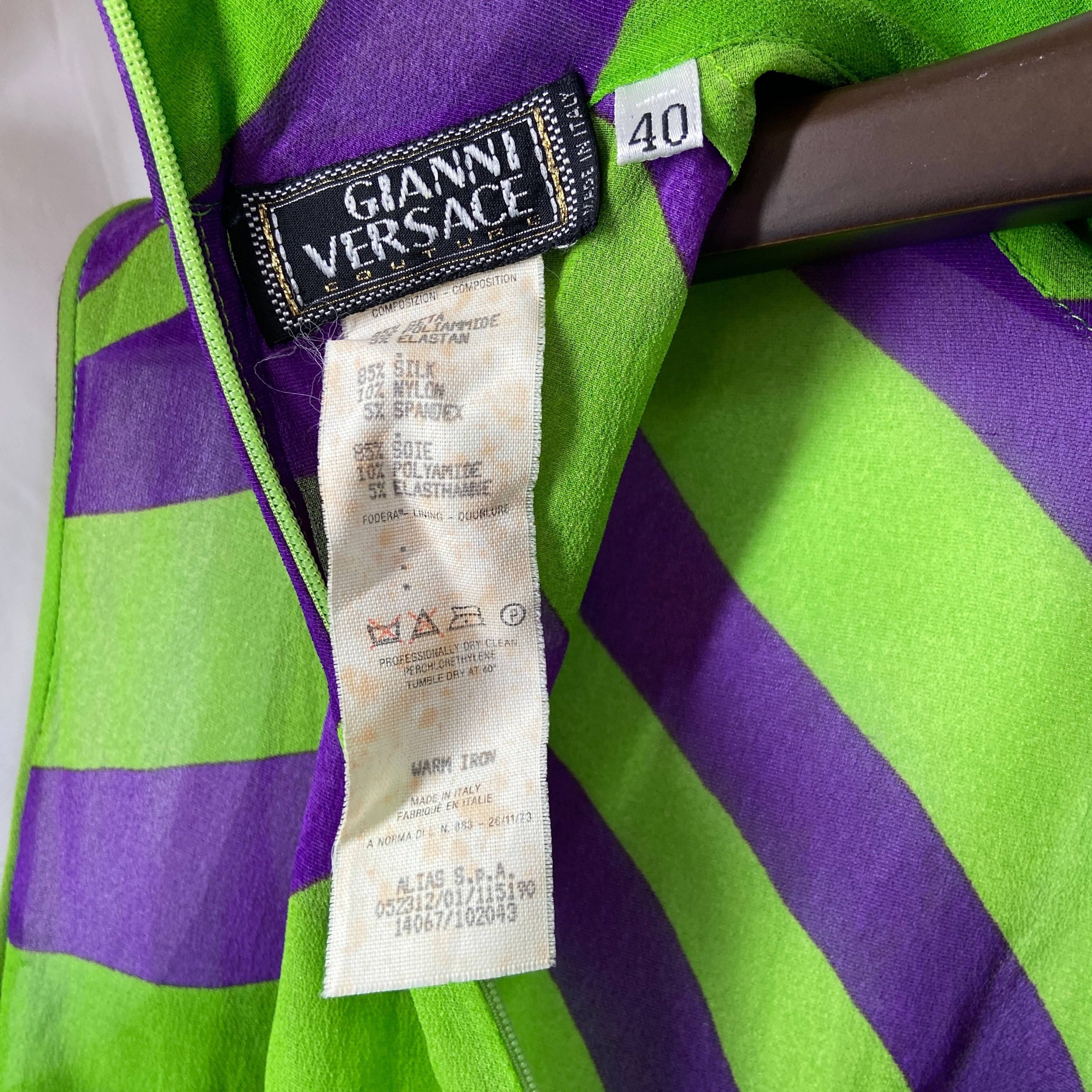 Gianni Versace aw01 green violet abstract print silk tank top 40 - 5