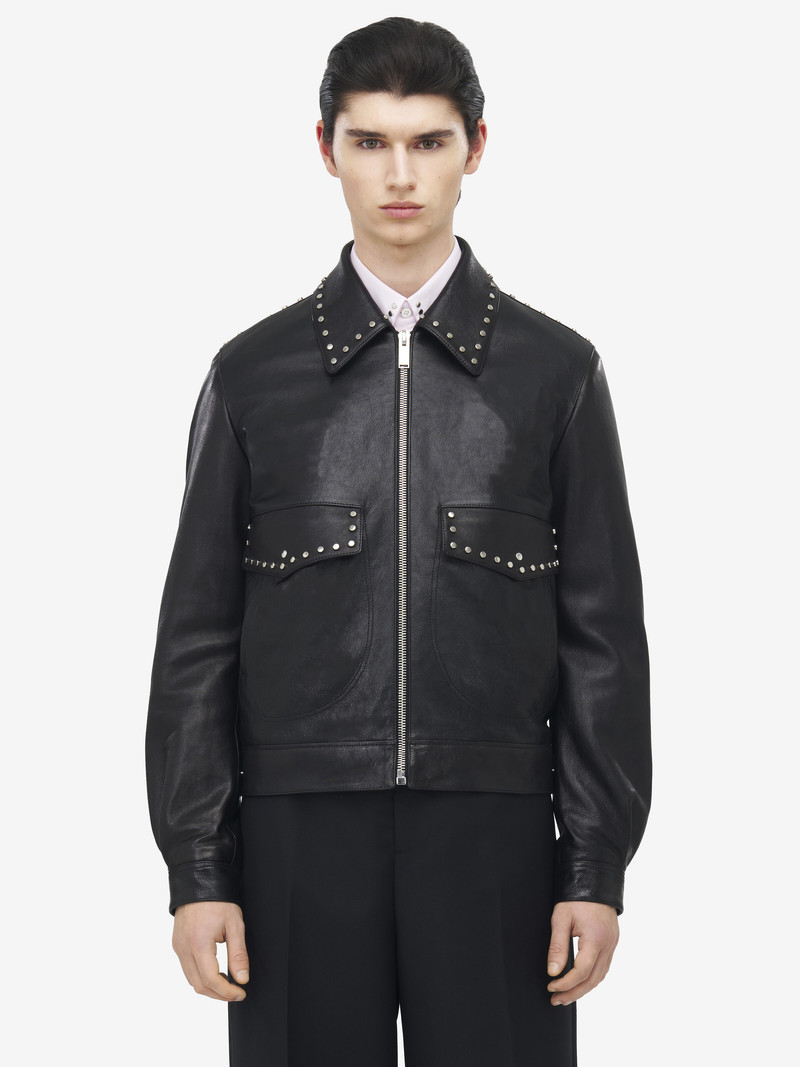 Alexander McQueen Studded Leather Aviator Jacket outlook