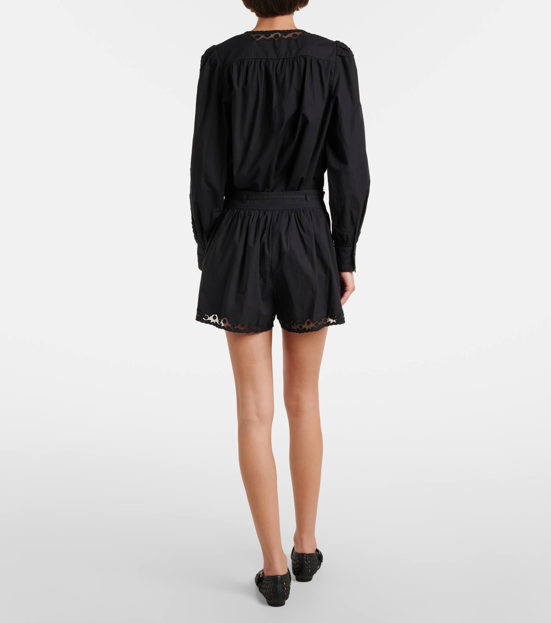 Elowen embroidered cotton poplin shorts - 3