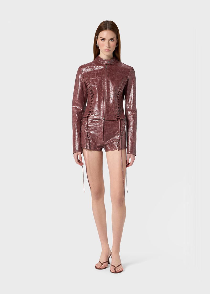 Blumarine JACKET IN CRACKLE-EFFECT LEATHER outlook