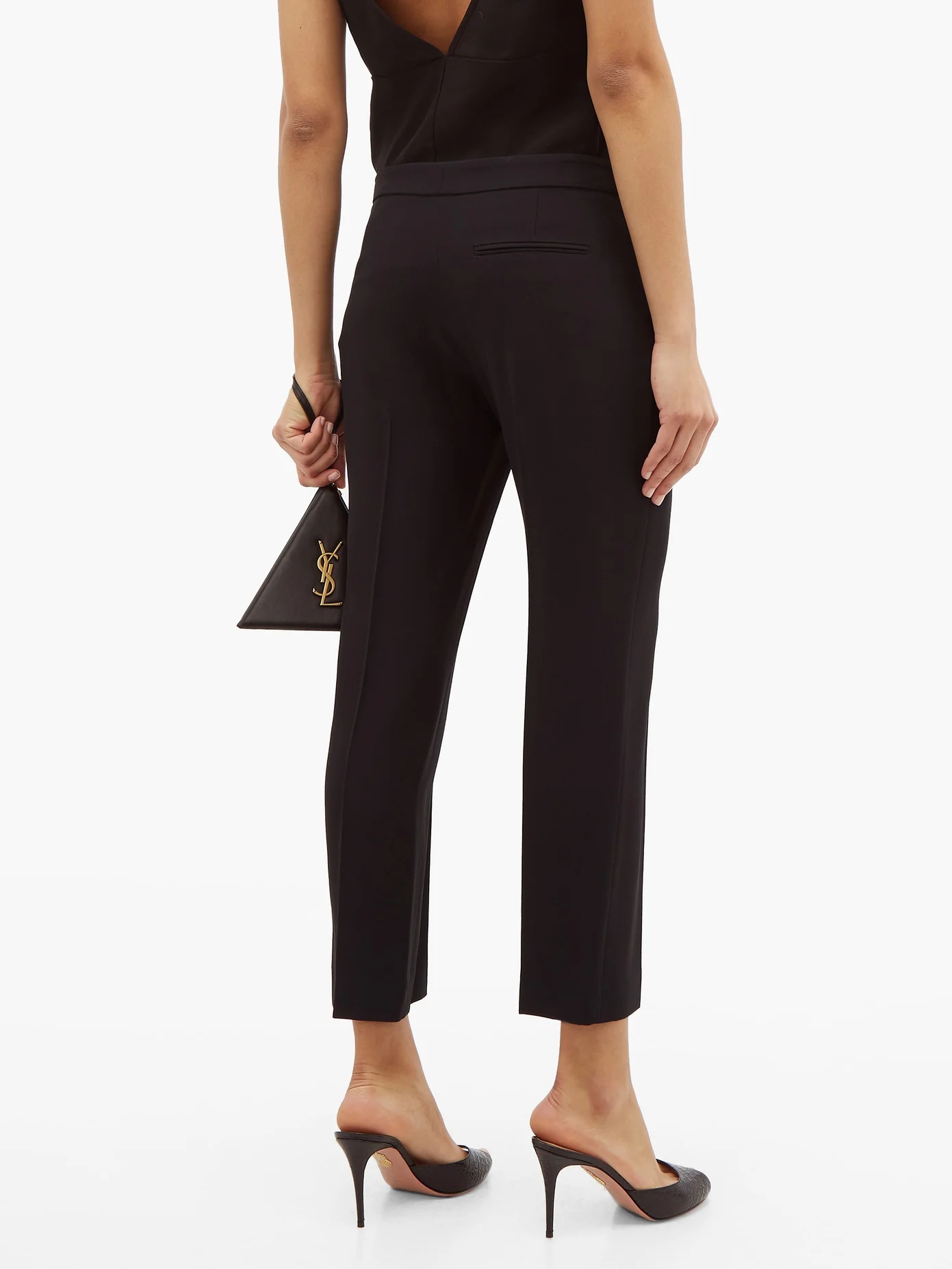 Cropped silk cigarette trousers - 5