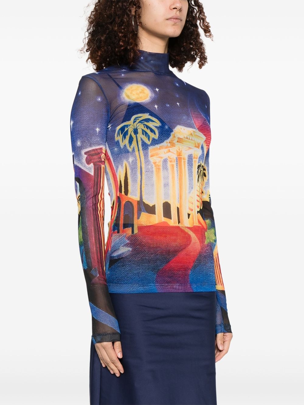 printed mesh T-shirt - 3