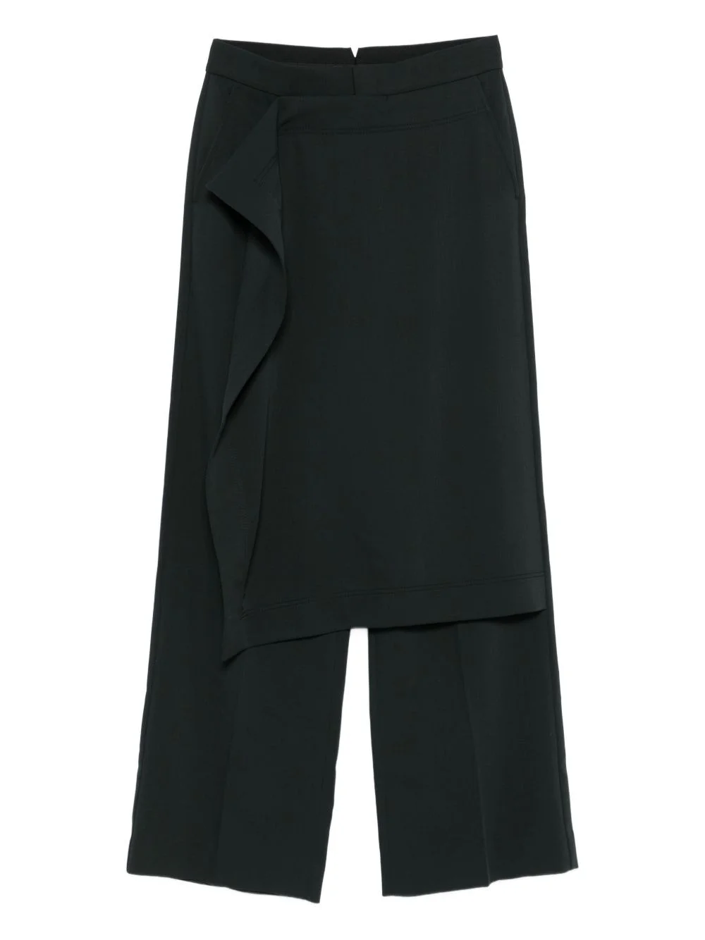 ruffled-overlay straight trousers - 1