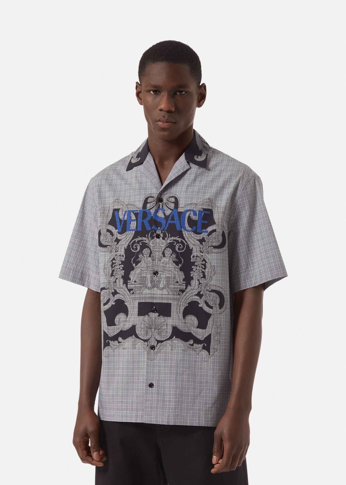 Silver Baroque Checked Logo Shirt - 3