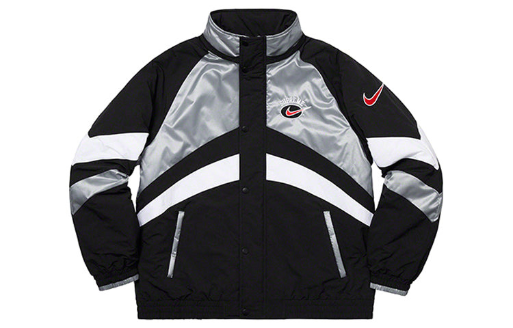 Supreme SS19 x Nike Hooded Sport Jacket Crossover waterproof Nylon hooded track Jacket Unisex Silver - 3
