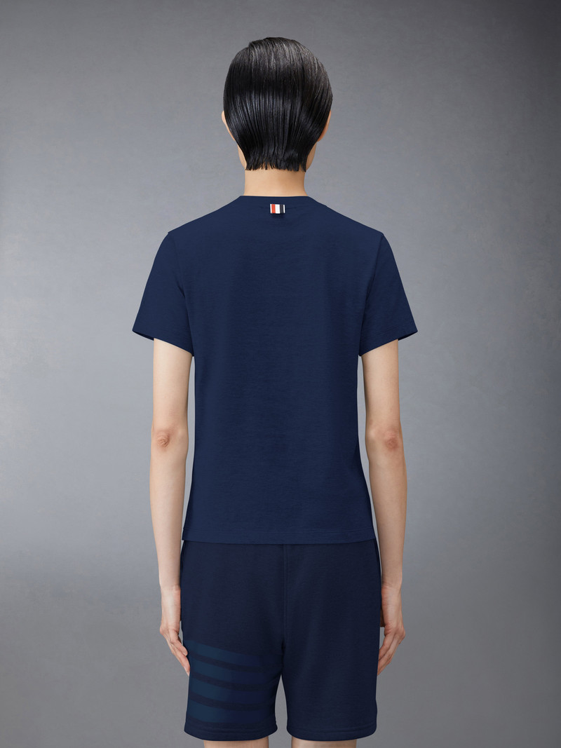 Thom Browne Navy Lightweight Jersey Relaxed Fit Logo Patch Short Sleeve Tee outlook