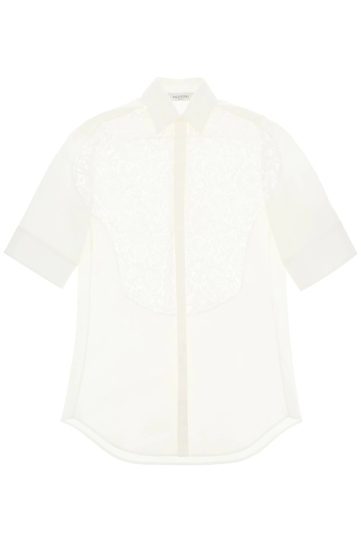 HEAVY LACE AND POPLIN SHIRT - 1