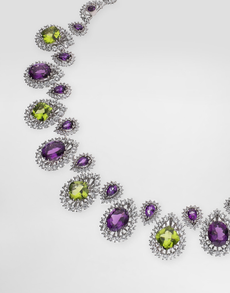 Eleganza Necklace 18-carat white gold, amethysts, peridots, and sapphires 3