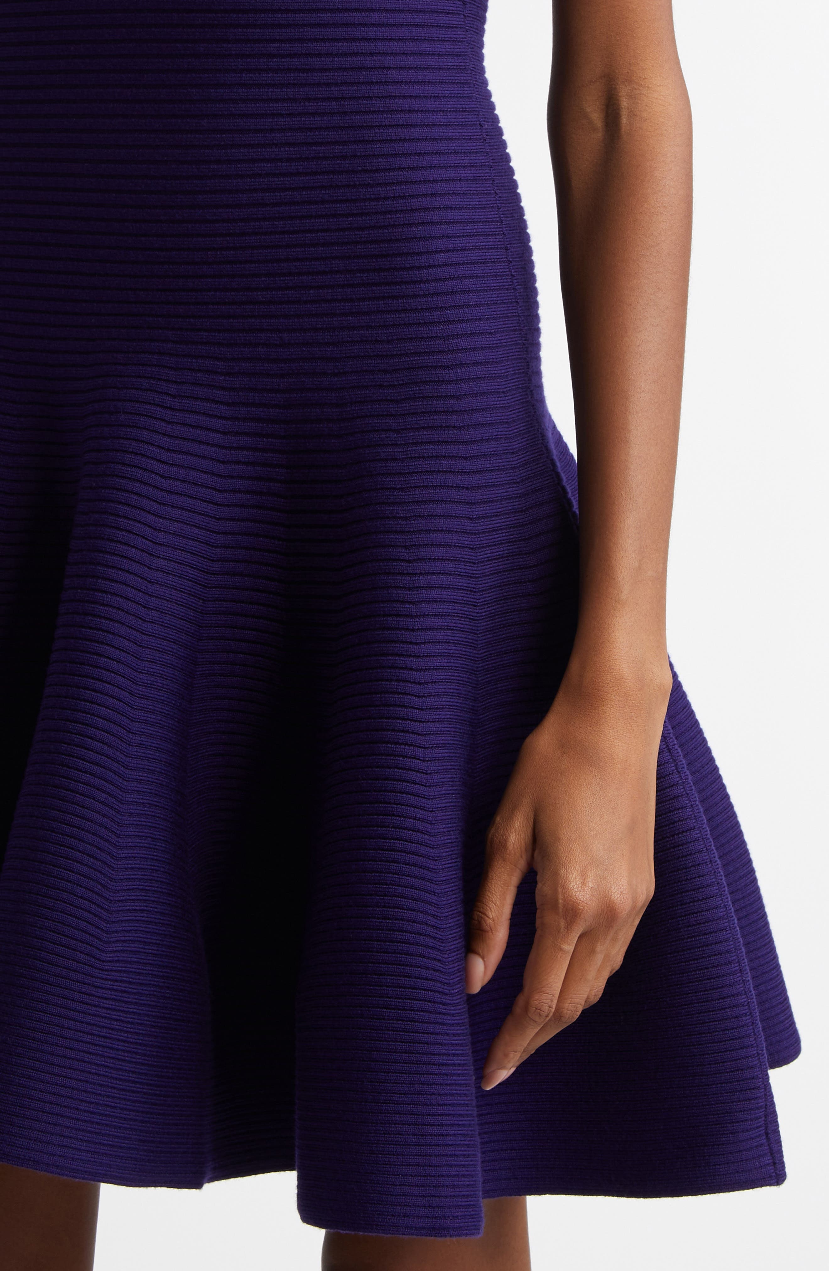 Alaïa Rib Wool Blend Skater Minidress in Violet Fonce at Nordstrom - 4