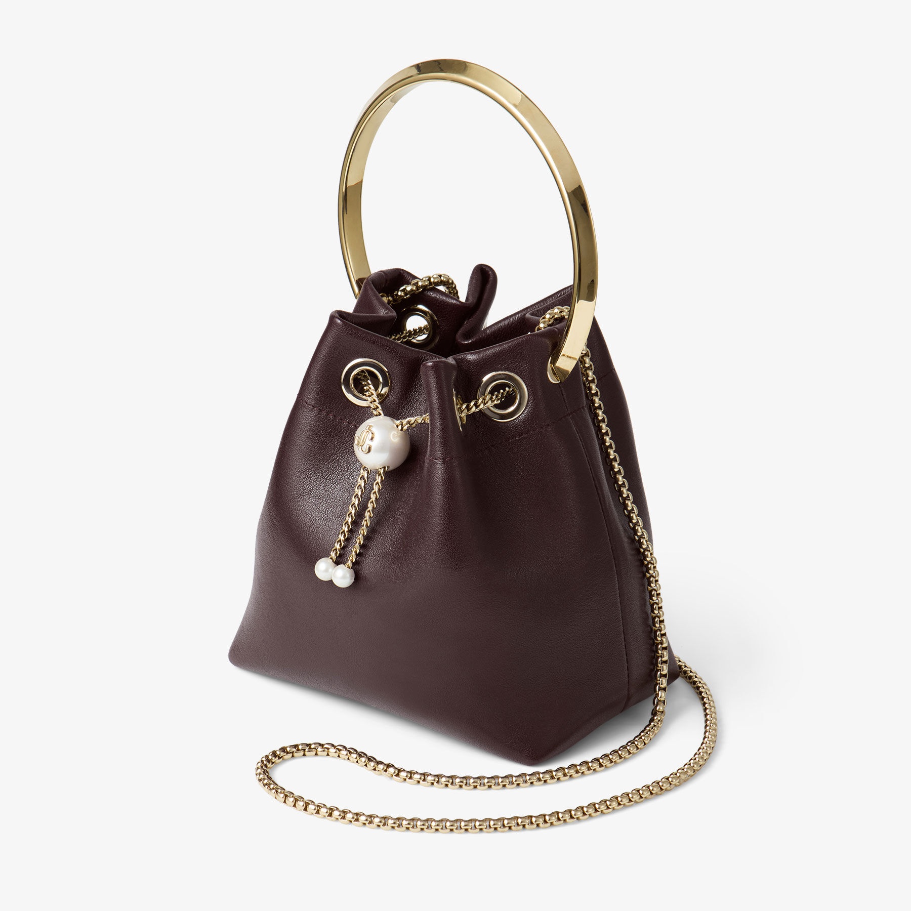 Bon Bon
Deep Merlot Biker Leather Bag With Pearl Closure - 2