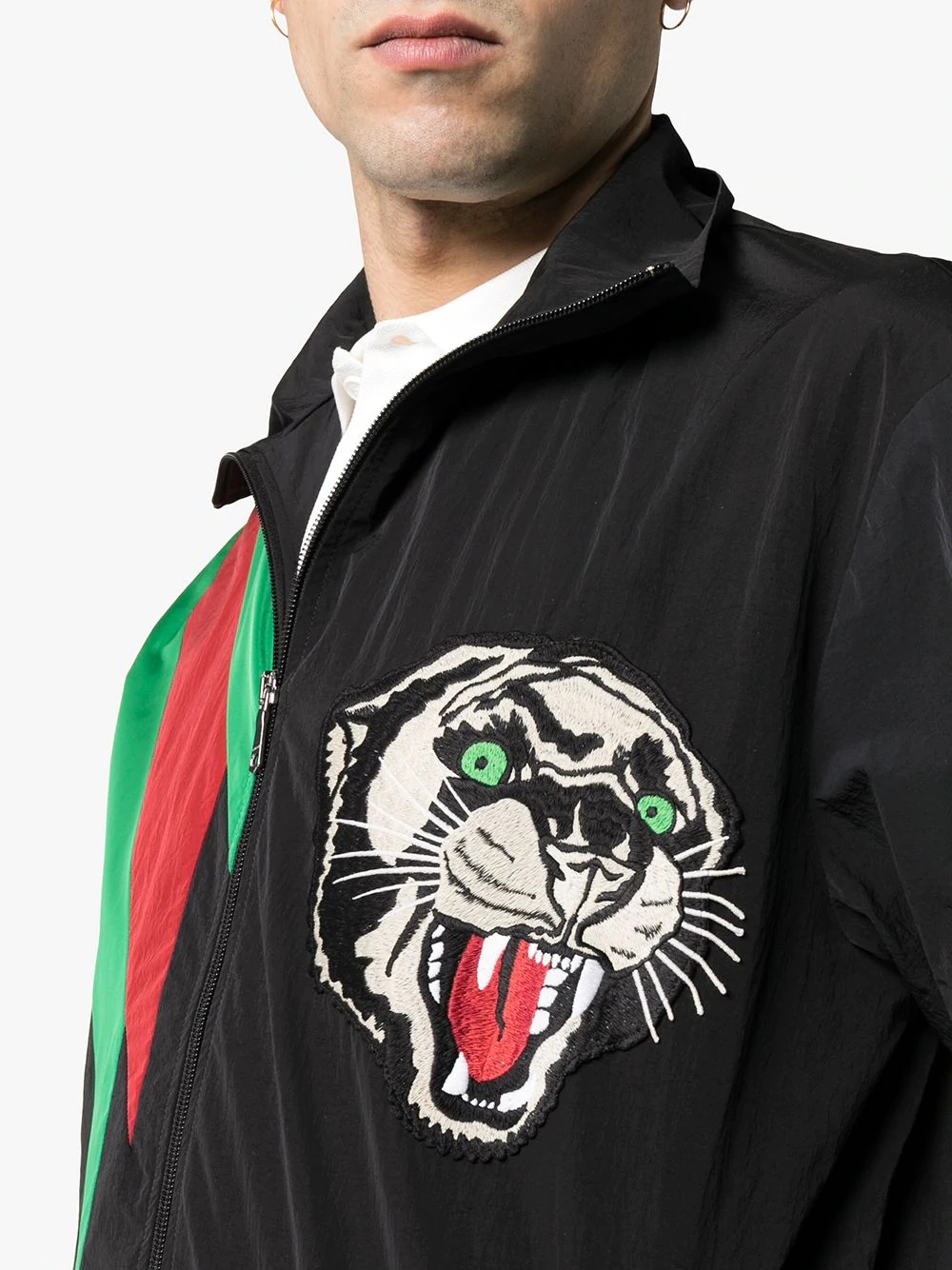 embroidered contrast stripe logo track jacket - 5