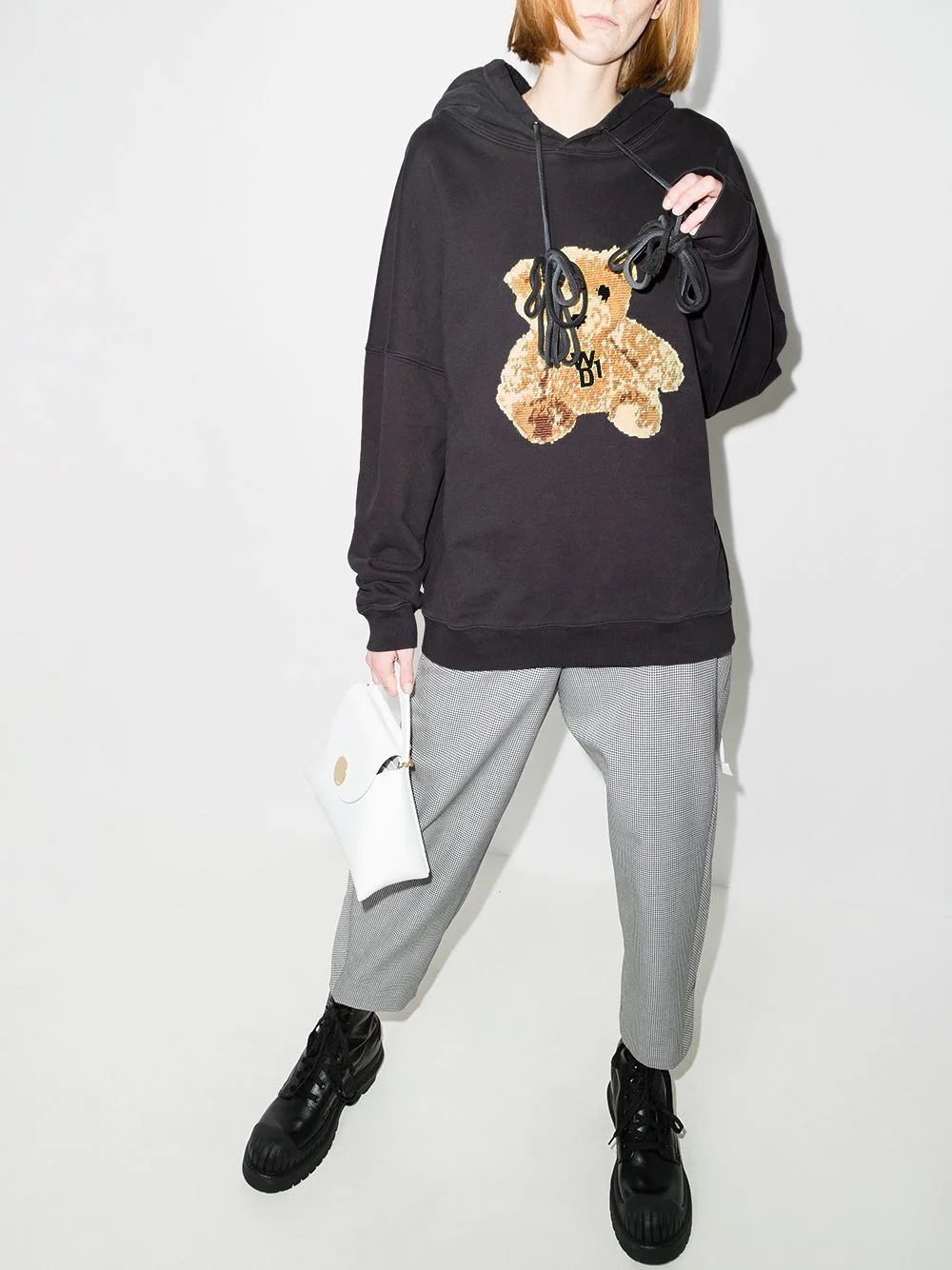 teddy-embroidered oversized hoodie - 5