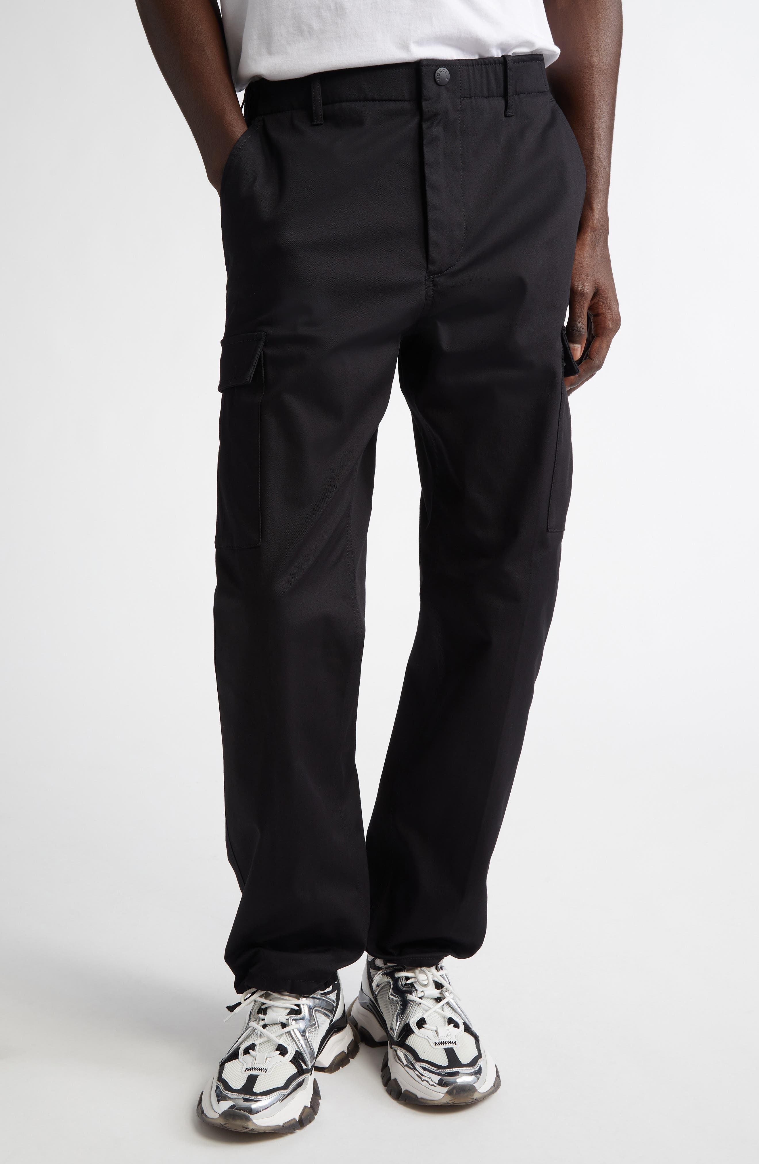 Moncler Stretch Cotton Cargo Pants in Black at Nordstrom - 1