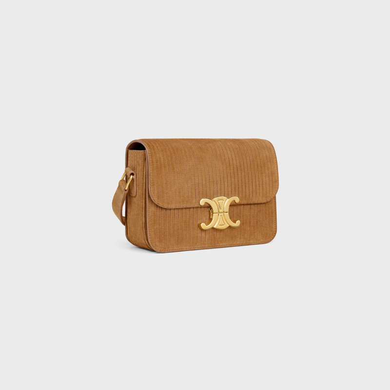 CELINE Teen Triomphe Bag in STRIPED SUEDE CALFSKIN outlook