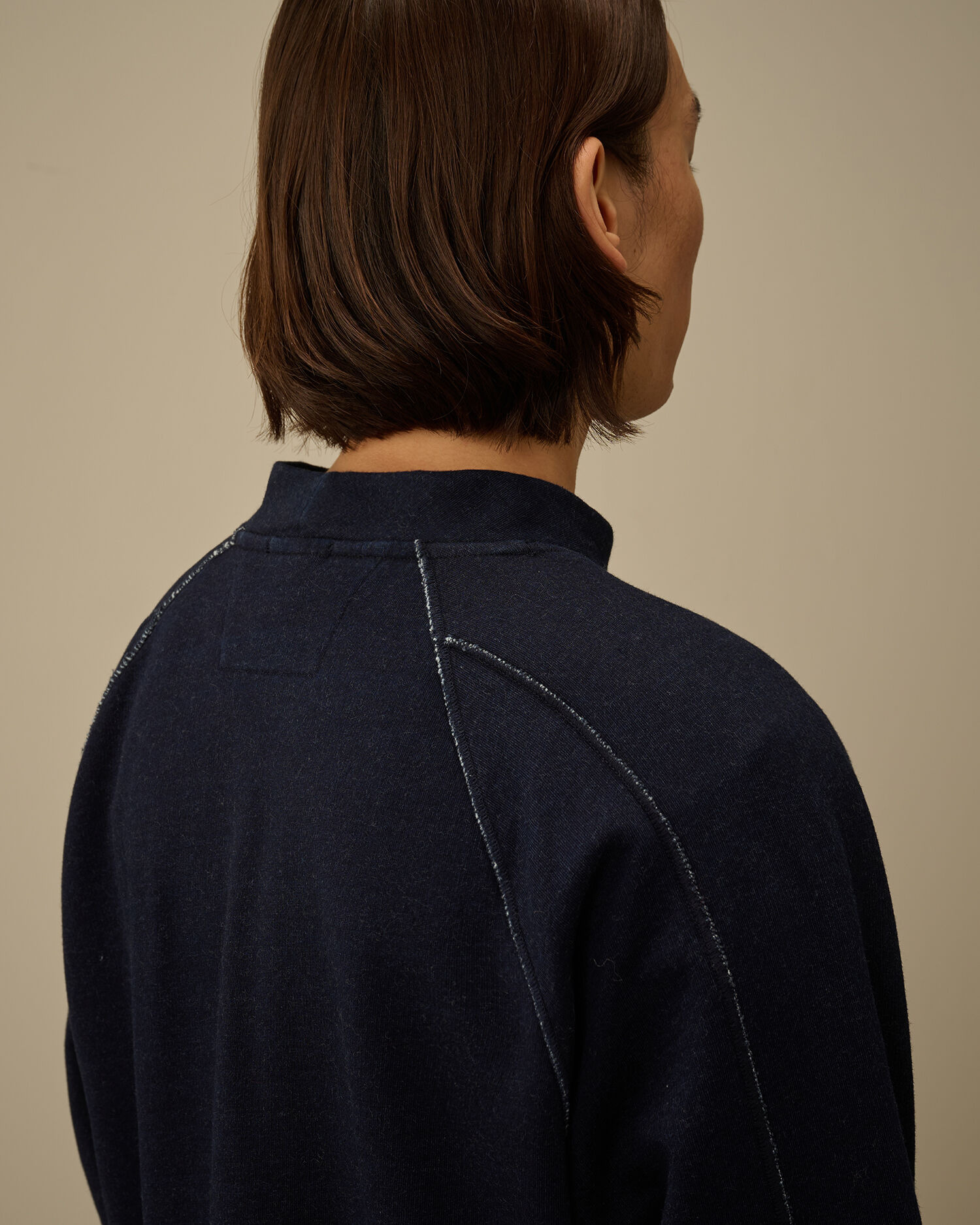 Indigo Fleece Mock Neck Sweatshirt - 6