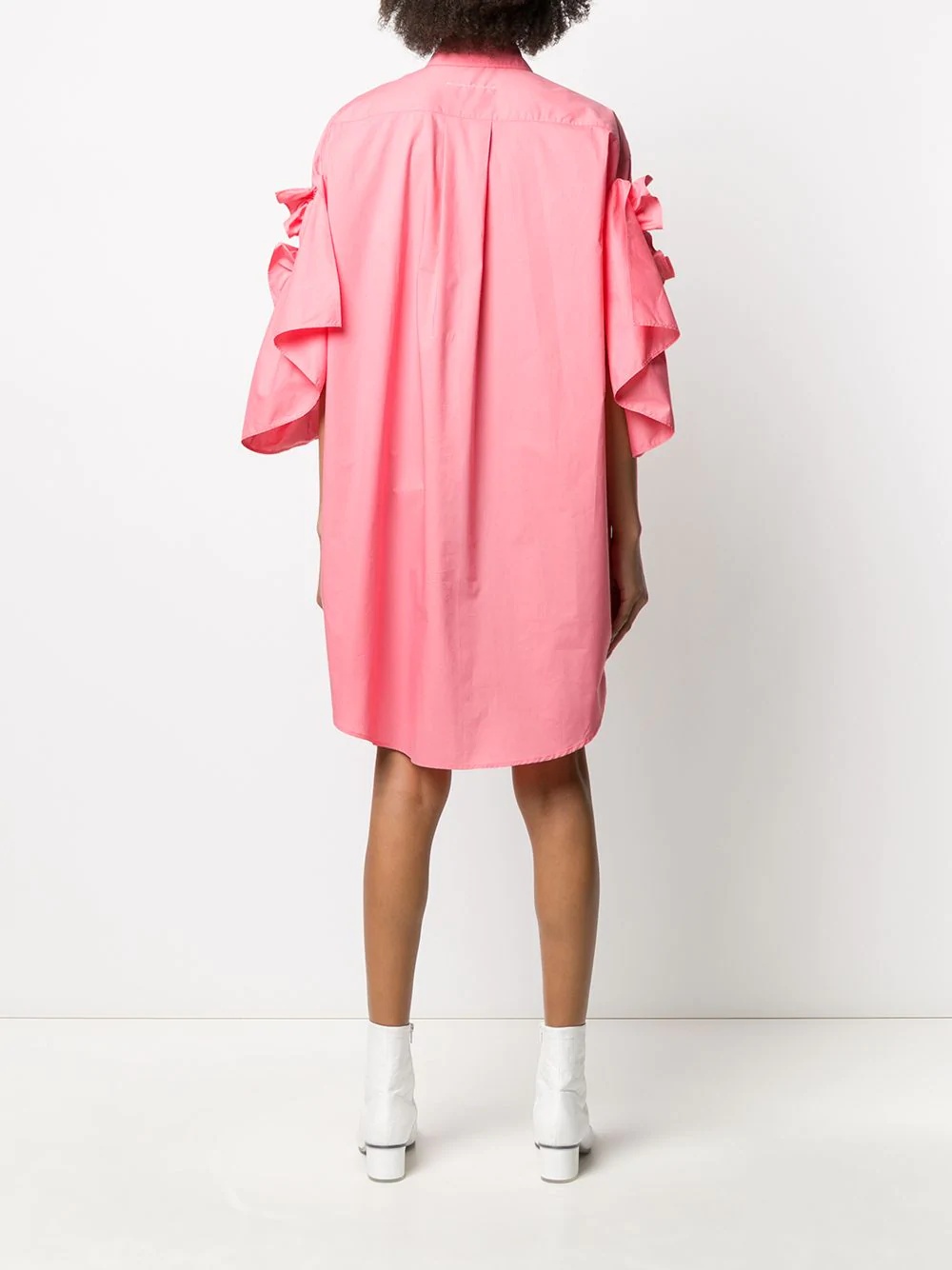 ruffle layered shirt dress - 4