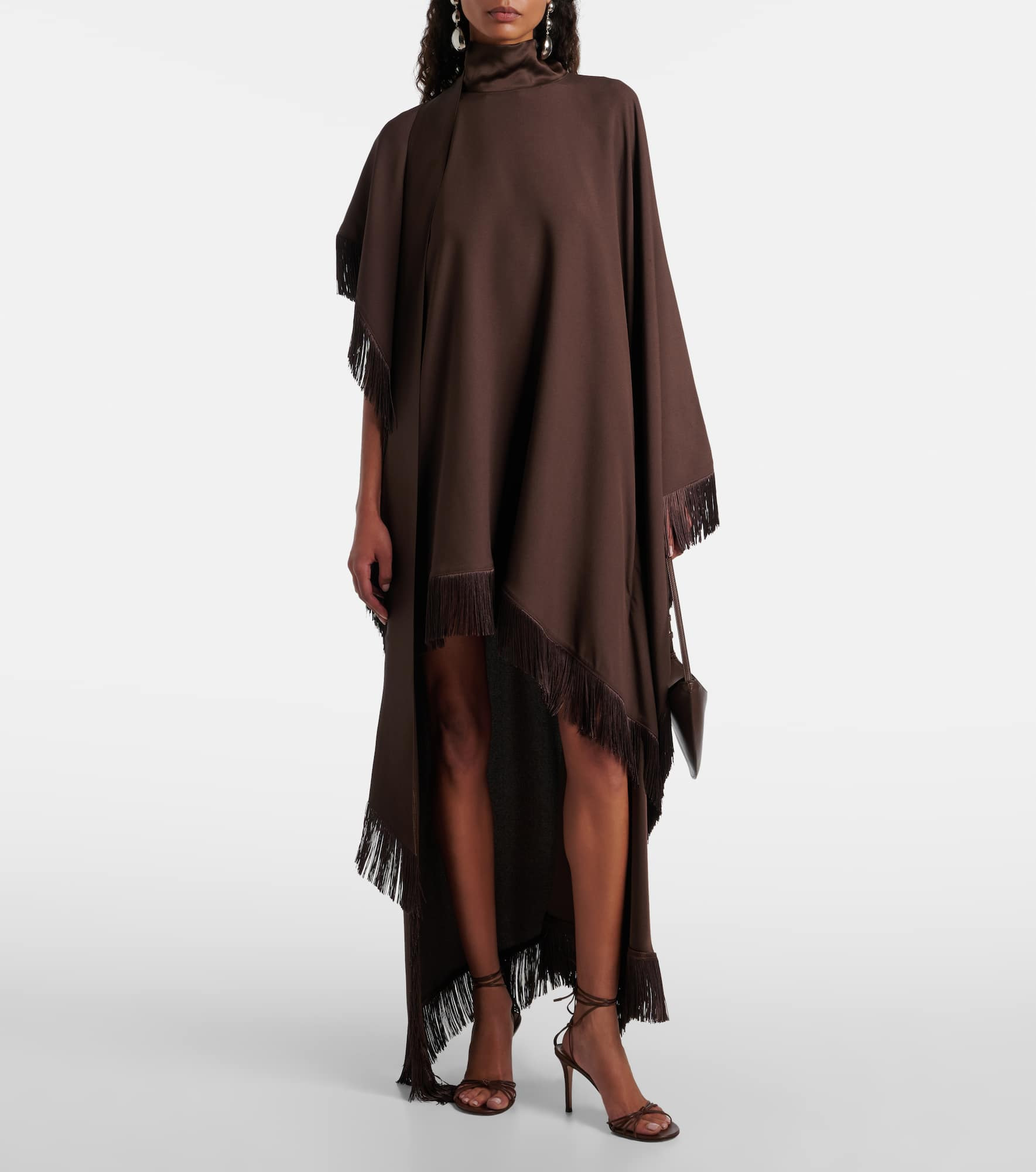 New Age fringed asymmetric satin kaftan - 2