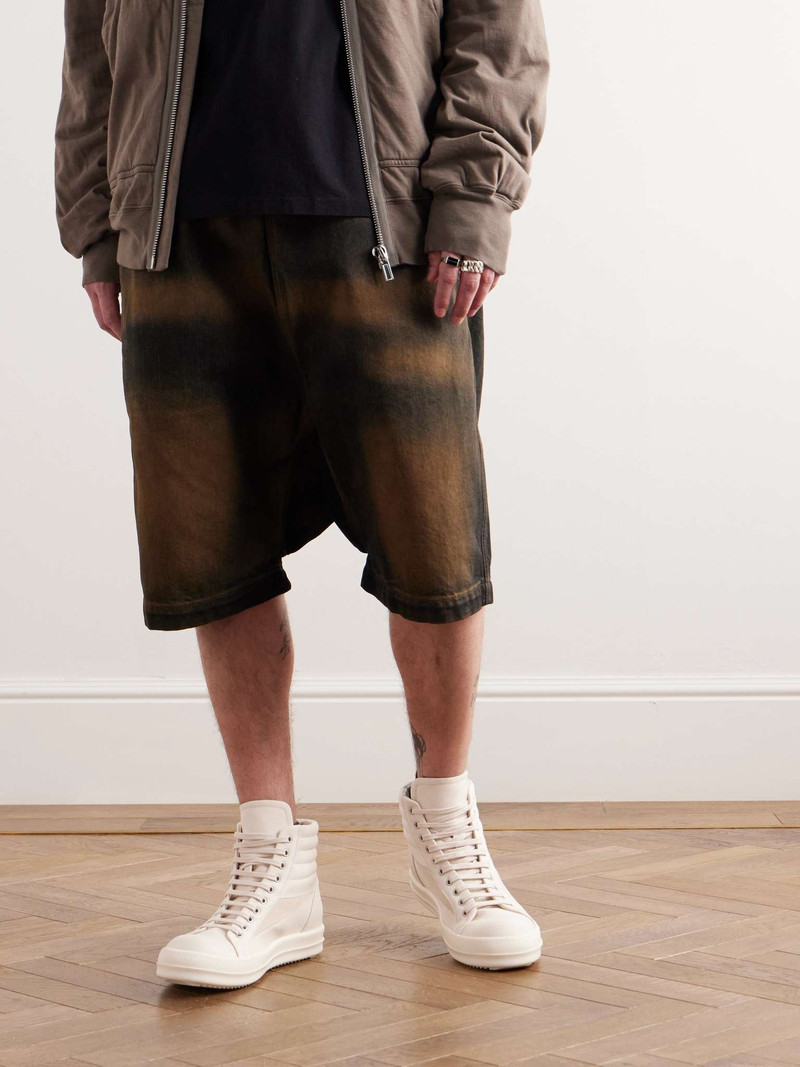 Rick Owens DRKSHDW Vintage Suede-Trimmed Canvas High-Top Sneakers outlook