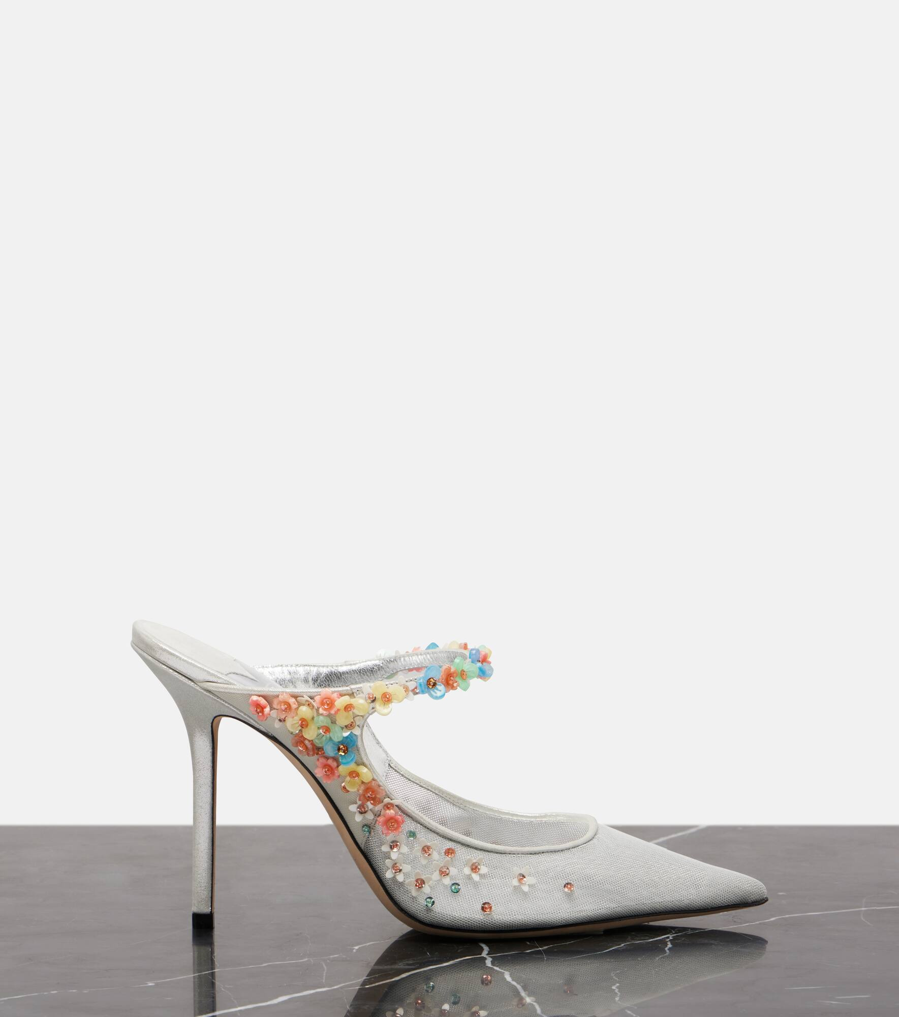 Bing Daisy 100 embellished mesh mules - 4