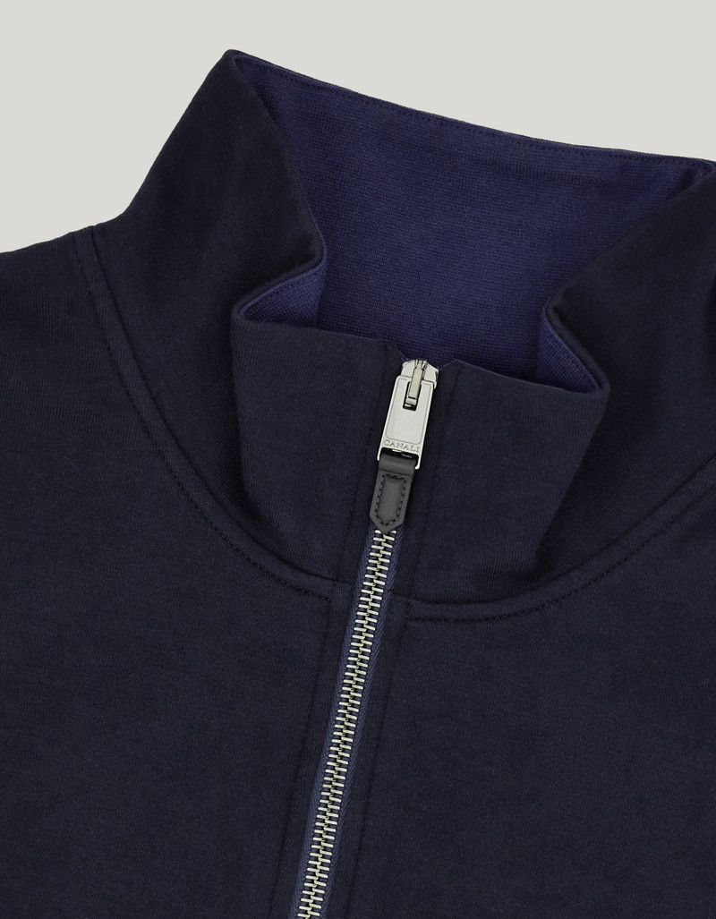 BLUE COTTON-BLEND ZIPPERED SWEATSHIRT WITH CONTRASTING DETAILS 5