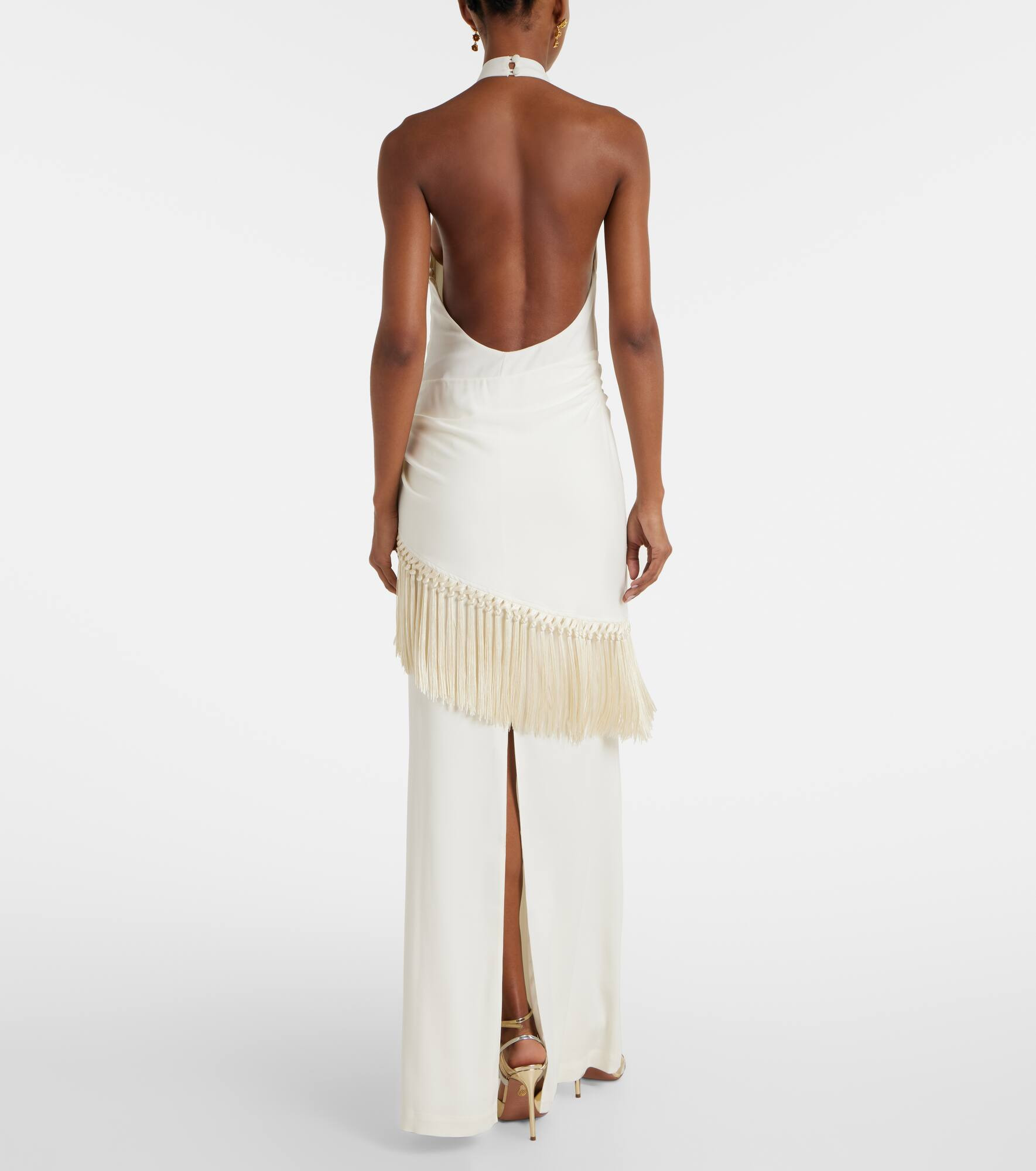 Meteora fringed halterneck crêpe cady gown - 3