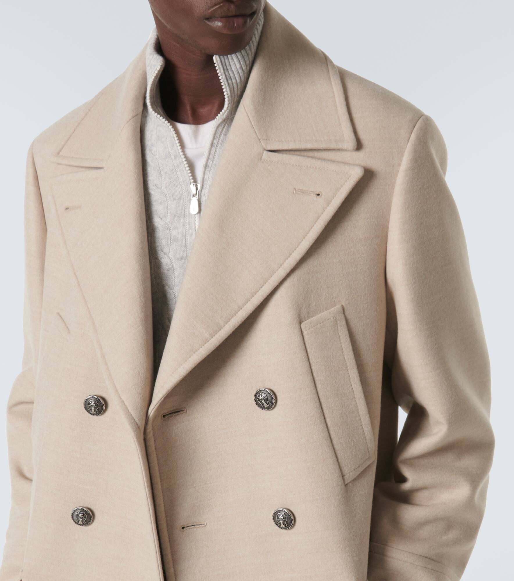 Double-breasted wool coat - 5