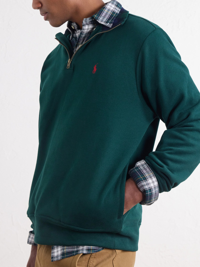 Logo-Embroidered Cotton-Blend Half-Zip Sweatshirt 5