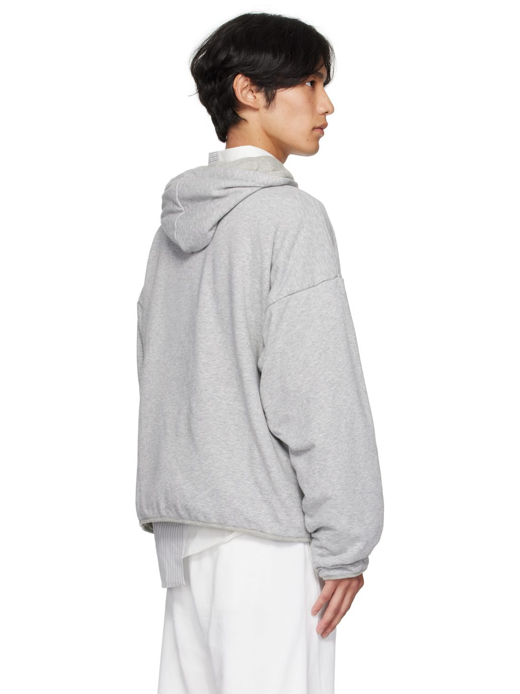 Gray Drawstring Hoodie - 3