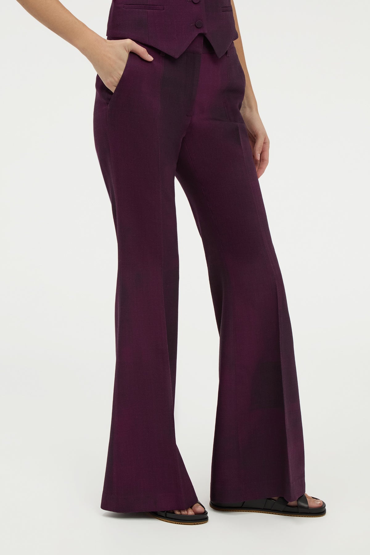Rhein Flare Pant in Bordeaux Virgin Wool - 5