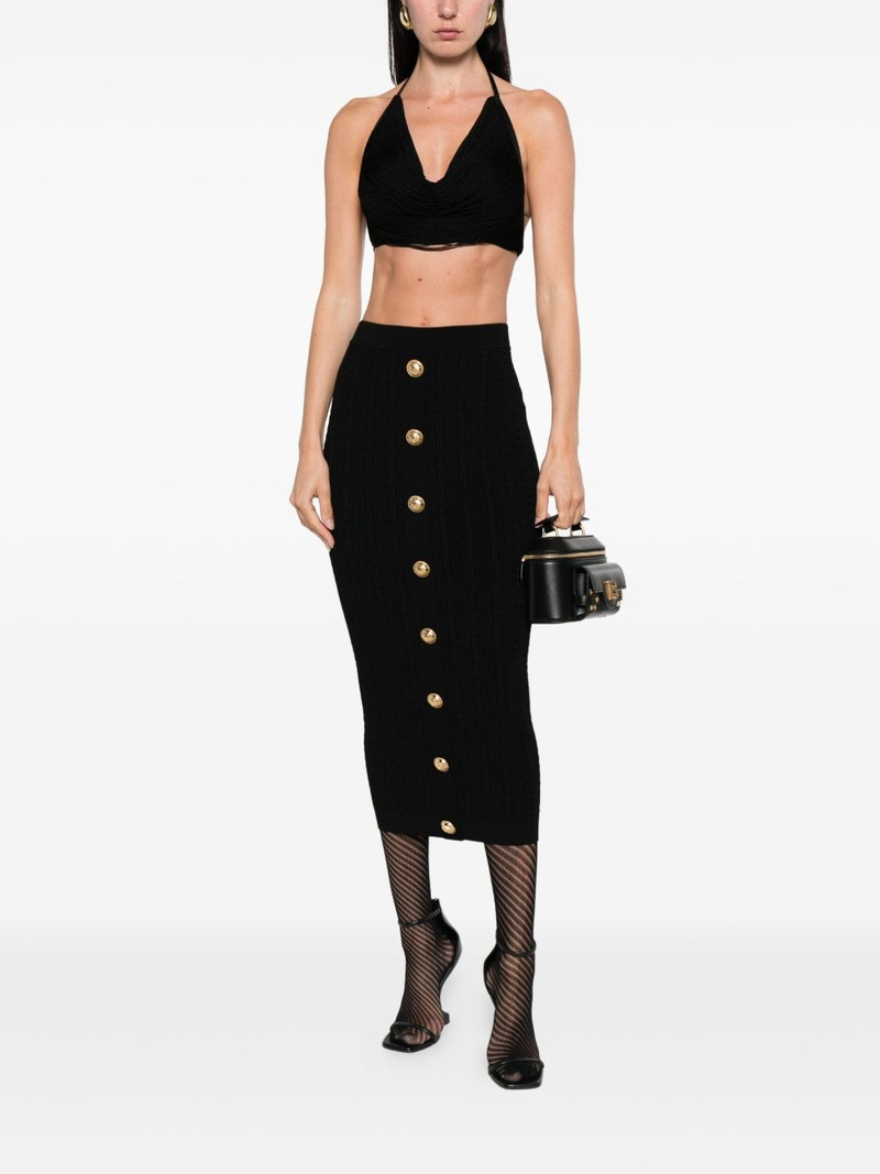 Balmain cable-knit button-front midi fitted skirt outlook